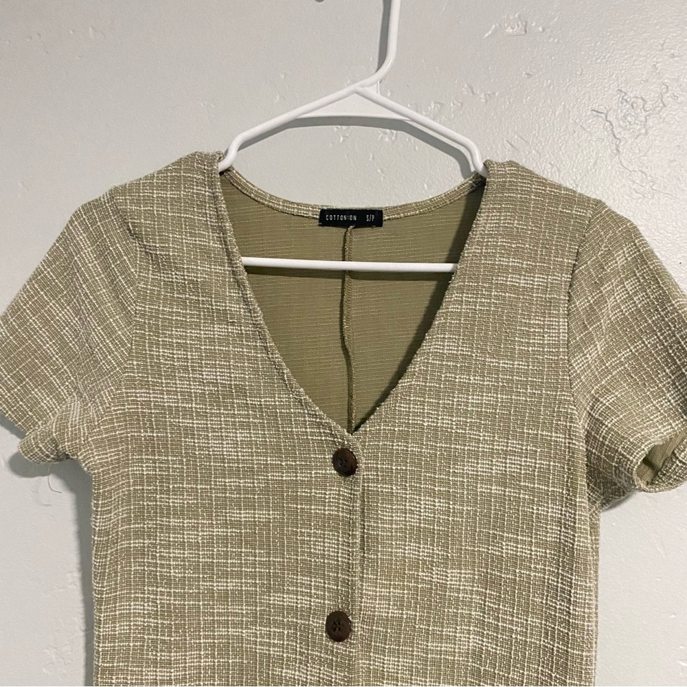 Cotton On | Tweed Dress Knee-Length Brown Short Sleeve with Buttons - Picture 6 of 6